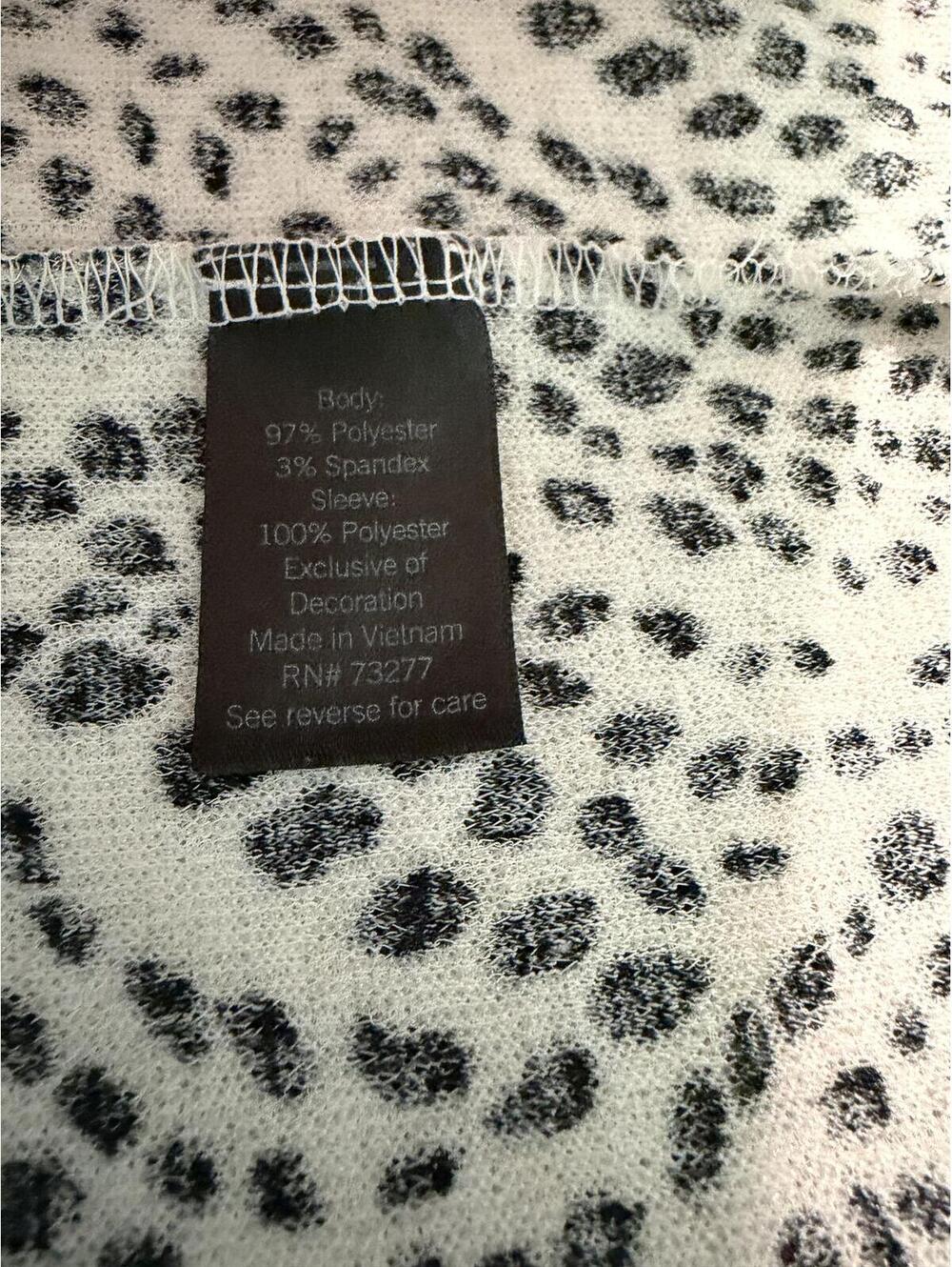 Simply Vera Vera Wang Black and White Patterned Raglan Blouson Top, Size Large - Picture 7 of 7